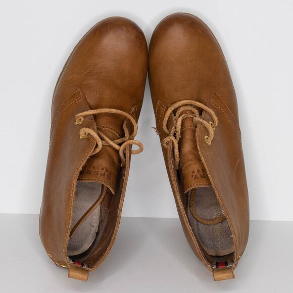 Sperry Chukka Bootie Burnished Leather Harlow Wedge Minimalist Cognac Brown 9 - Picture 5 of 7